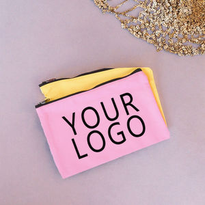 Bolsa de Maquillaje Pequeña Personalizable, Bolsa de Cosméticos de Viaje a la Moda, Bolsa Portátil de Lona de Algodón Calico Blanca Lisa con Cierre - Product Image 5