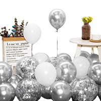Vente en gros de ballons personnalisés en argent blanc mat, fournitures de décoration pour fête d'anniversaire de mariage, kit d'arche de ballons