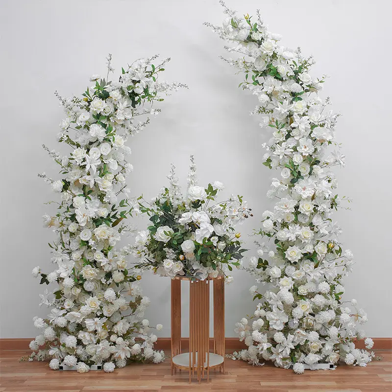 New Design White Arch Row Flower Wedding Background Stage Decoration Long Flower Row Door Decoration Artificial Gate