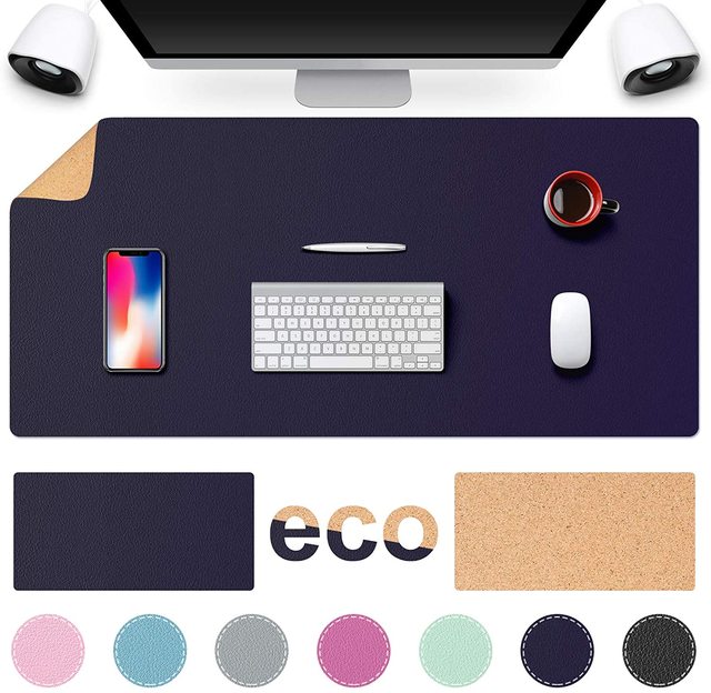 Factory Custom Any Size Eco Friendly Premium Cork Desk Mat Double-sided Leather Desk Pad Laptop Mat for Desk