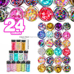 Entrepôts américains 24 bouteilles holographiques ongles paillettes formes mélangées irisées ongles paillettes flocons coeur manucure décorations ensembles - Product Image 5