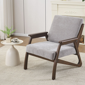 Sillón Reclinable Individual Moderno con Tapicería de Tela para Muebles del Hogar, Sofá con Estructura de Madera Colorida para Sala de Estar - Product Image 4