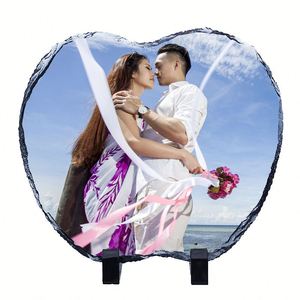 Marco de fotos de pizarra de 20*20 cm con logotipo personalizado, impresión por sublimación, transferencia de calor, para decoración de oficina y hogar. - Product Image 1