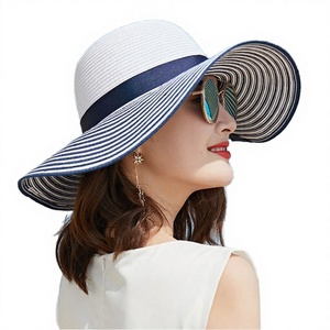 Plain Design Bowknot <b>Band</b> Floppy Wide Brim Paper <b>Hat</b> Image Style Travel Outdoor Beach Women - Product Image 2