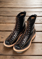 Bottes robustes de style Monkey en cuir véritable avec coutures Goodyear-Welted, bout mocassins, pour hommes