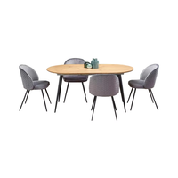 Fauteuil moderne élégant en velours gris foncé Table à manger rembourrée à panneaux en MDF pour meubles de maison ou de salle à manger