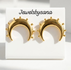 Pendientes de Bola de Luna Chapados en Oro - Pendientes de Moda con Forma de Luna para Mujeres y Niñas - Product Image 6