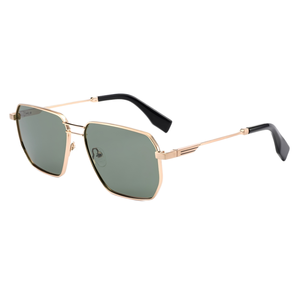Unisex Rectangle Sunglasses Full Rim <b>Gold</b> <b>Frame</b> Green Lenses UV400 Protection Outdoor Use Adult - Product Image 1