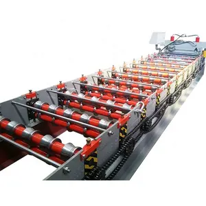 Non ตัดอลูมิเนียมโปรไฟล์ ROLL FORMING Machine สำหรับหกคลื่นรูปทรงสี่เหลี่ยมคางหมูแผ่น