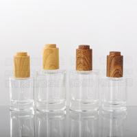 HOPECK Bouteille ronde en verre 15/30/50ml d'huile essentielle/sérum avec transfert d'eau brune Bouton poussoir convexe Pipette compte-gouttes