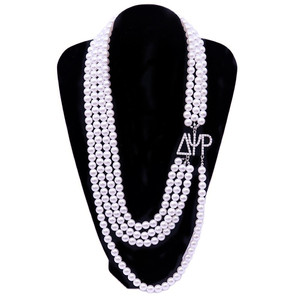 Diseñador <span class=keywords><strong>de</strong></span> <span class=keywords><strong>alta</strong></span> calidad declaración hermandad joyería capas <span class=keywords><strong>de</strong></span> perlas blancas hebras griego Delta Psi Rho Sisterhood collar - Product Image 1