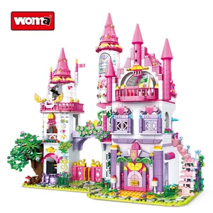 WOMA TOY C0252 Kids Children Assembly Girl Fairyland House Prince Princess Castle Garden Model Plastic Building Blocks