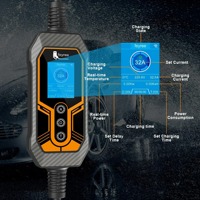 Cargador de Vehículos Eléctricos Feyree de 7kW Tipo 2, Monofásico, 32A, Ajustable, con Control por WiFi y Aplicación, Pantalla LCD, 264V, Portátil, con Adaptador