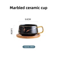 Ensemble de tasses à café en céramique à motif marbré scandinave moderne avec soucoupe, couvercle et cuillère, tasses à petit-déjeuner créatives pour la maison et les fêtes
