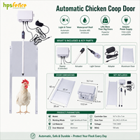 Porte automatique pour poulailler HPSFENCE, durable, légère, avec minuterie et capteur de lumière, étanche, en ABS, pour volailles de ferme