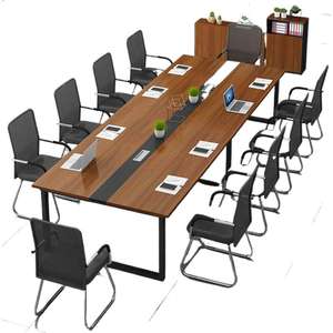 Mesa de Conferencia Rectangular Resistente para Sala de Reuniones, Mesa de Trabajo Combinable y Desmontable con Asientos para Personal de Capacitación - Product Image 5