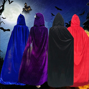 Mantello Lungo di Halloween Multicolore, Mantello da Strega in Velluto Dorato, Mantello da Diavolo e Vampiro per Ragazzi, Ragazze e Adulti, Costume BS070 - Product Image 1