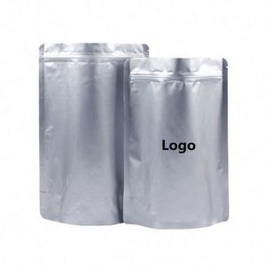 Sacs Mylar argentés personnalisés avec logo 2026 pour emballage alimentaire, sachets refermables à fond plat 11x16cm, pack promotionnel - Product Image 1