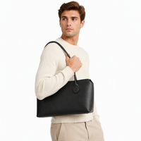 Sac fourre-tout polyvalent en cuir véritable style rétro européen-américain, mode minimaliste, avec fermeture éclair en polyester pour femme – Collection Printemps/Été 2026