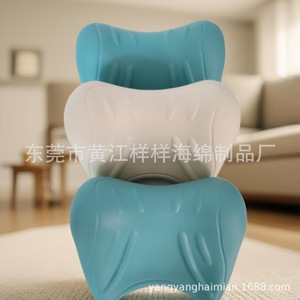 Almohada cervical de espuma PU, soporte para el cuello, ayuda para dormir, almohada de tracción para adultos, color azul, blanco, raíz de loto, 300 g - Product Image 1