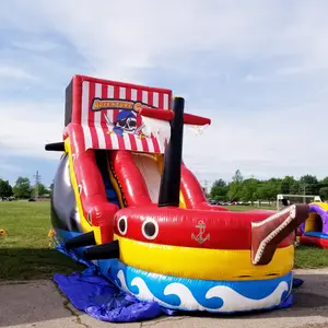 Kommerzielle aufblasbare Piraten schiff Wasser rutsche Kinder Spielplatz im Freien große Wasser rutschen für Party