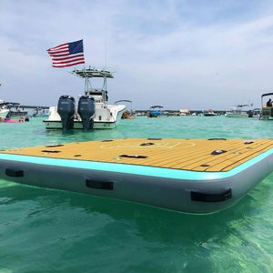 Hạt Gỗ Drop Stitch Có Thể Gập Lại Giải Trí Đảo <span class=keywords><strong>Pontoon</strong></span> Thuyền Trạm Câu Cá Inflatable Bơi Nền Tảng Nước - Product Image 3