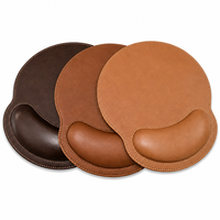 Tapis de souris de jeu en cuir personnalisé avec repose-poignet, forme ronde, pour ordinateur et bureau