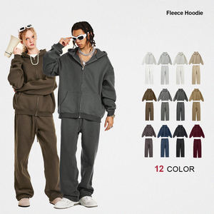 W24151 Sweat à capuche zippé respirant épais 350 grammes, imprimé sérigraphié, en molleton épais, coupe oversize, pour homme, automne - Product Image 2