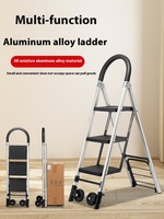 Échelle pliante en alliage d'aluminium, chariot à main convertible, usage polyvalent pour la ferme, 3 marches, capacité de charge de 150 kg, 70 cm de longueur extensible