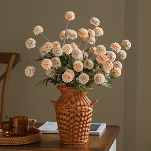 人工5頭タンポポボール菊造花、家の装飾、テーブル、玄関の飾り、結婚式のアレンジメントに - Product Image 4