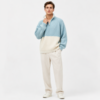 Pull Homme MENGTU à Demi-Zip en Tricot Côtelé Effet Délavé Vintage avec Logo Personnalisé – Style Streetwear