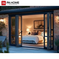 Portes coulissantes pliantes en aluminium et verre pour balcon, résistantes aux ouragans, modernes, pour salon