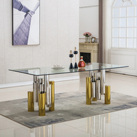 Ensemble de table à manger en verre design de luxe moderne mobilier de salle à manger table à manger or argent table à manger et 6 chaises