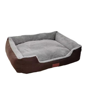 <b>Soft</b> Plush Rectangle Pet <b>Bed</b> Gray Coral Fleece Removable Washable Indoor <b>Dog</b> <b>Bed</b> All-Season Comfortable Simple Style - Product Image 4