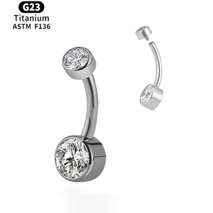 Anillo de Ombligo de Titanio POENNIS G23 con Doble Cabeza de Zirconia Flotante, Joyería de Piercing para Ombligo - Product Image 2