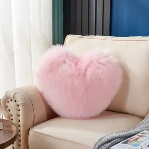 Aifei Toy Hot Selling White Love Solid Color Wool Throw Pillow Heart-shaped Sofa Waist Cushion Office Seat Long Plush Cushion