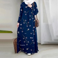 Robe longue femme coupe décontractée (Polyester, ourlet évasé, style ethnique) (Livraison directe disponible, pas de limite d'images, prix fixe)