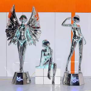 Hete Verkoop Mechanische Vrouwen Technologie Gevoel Grotere Decoratie Ktv Metalen Standbeeld Sculptuur Bar Decoratie Sexy Robot Met Licht - Product Image 6