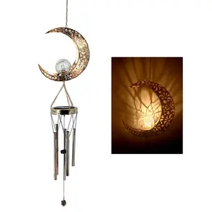 Windgong Zonne-Verlichting Buiten Waterdicht Hangende Eolische Klokken Zonne-Lamp Met Holle Maan Ster Zon Vorm Drop Ornamenten