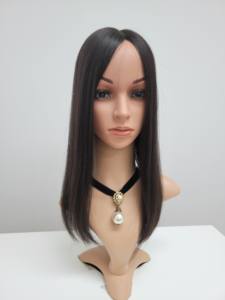 Perruque à clipser en cheveux humains lisses de 16 pouces, noir naturel, brun, WIGTS, design luxueux, finition brillante, livraison rapide - Product Image 2