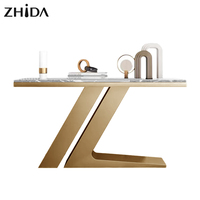 Ensemble de meubles de salon, design de luxe, base en métal doré, table miroir, couloir, table d'entrée