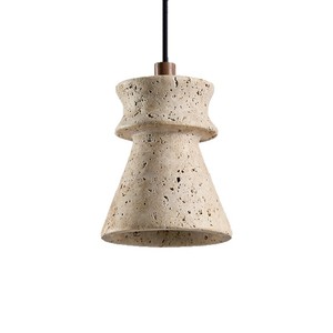 Lámpara Colgante de Travertino Amarillo Estilo Wabi Sabi, Lámpara de Piedra Vintage con Altura Ajustable para Dormitorio, Comedor, Bar - Product Image 5