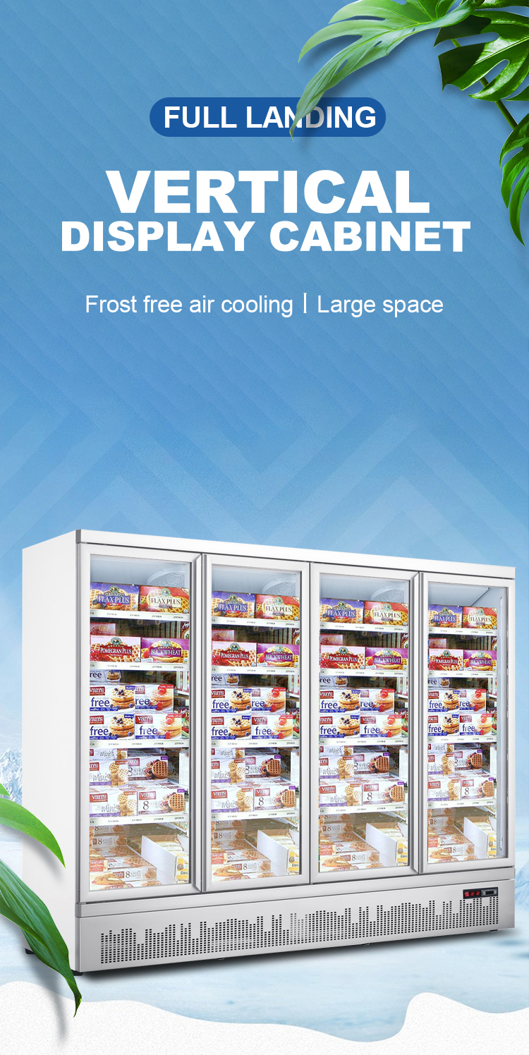 Auto Defrosting 4 Glass Door Vertical Freezer Refrigeration Equipment