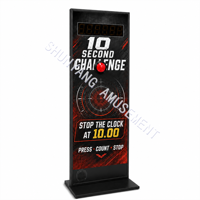 Machine d'arcade à monnayeur « Défi dix secondes » avec affichage LED à six chiffres, bouton dôme rouge, jeu de chronométrage de précision, kiosque en métal