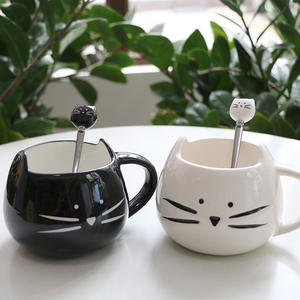 Taza de Cerámica Europea Simple en Oferta, Linda Taza de Agua con Cara de Gato, Tazas y Platillos de Té con Dibujos Animados de Gatos - Product Image 3