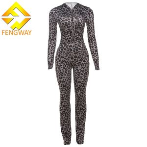 Осенняя Женская одежда, комплект из двух предметов, куртка на молнии с длинным рукавом и расклешенные брюки, спортивная одежда с леопардовым принтом, спортивная одежда, комплект из 2 предметов - Product Image 2