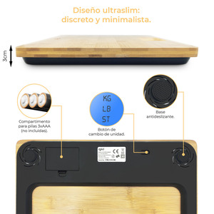 Bilancia Digitale da Bagno in Legno di Bambù Naturale, Capacità 15kg con Display LED per Uso Domestico - Product Image 4