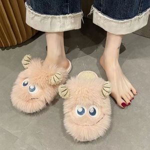 Pantoufles en peluche monstre mignonnes pour l'automne et l'hiver, chaussures à semelle épaisse pour couples, pour l'intérieur et l'extérieur - Product Image 2