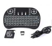 Keyboard mini nirkabel, 2.4Ghz i8 keyboard mini untuk kotak tv android pintar dan mouse udara tv dengan tujuh warna lampu latar