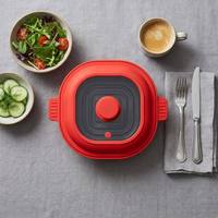 Hemase SN-007, pot de cuisson en silicone carré multifonctionnel, compatible micro-ondes, lave-vaisselle et four, couvercle transparent, revêtement PTFE